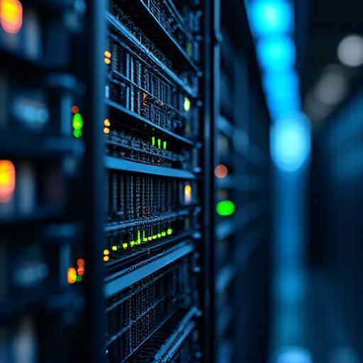 Close-up of Server Rack Indicating Technology